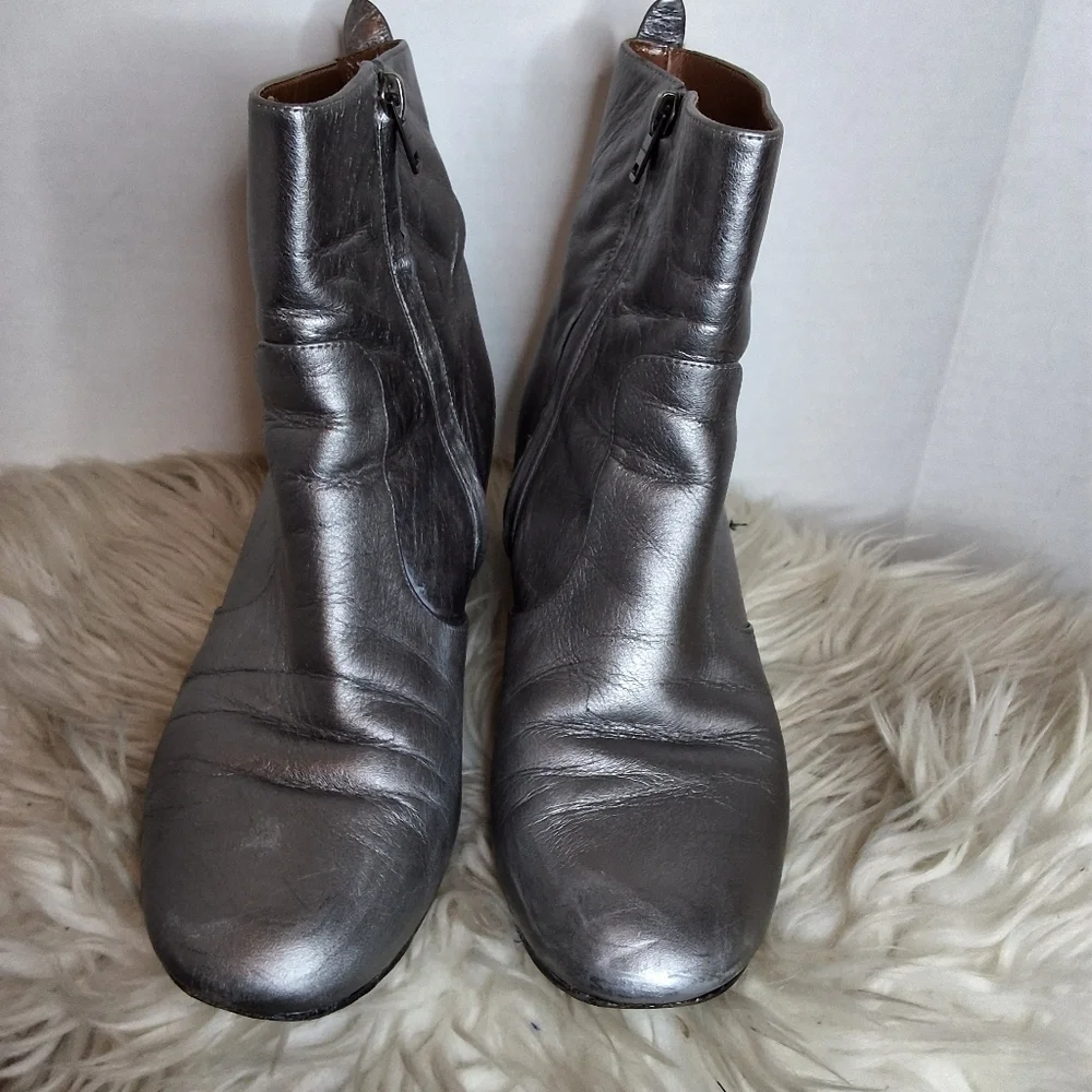 Coach Juliet Silver/ Pewter Leather Ankle Boots 7.5 - Picture 2 of 16